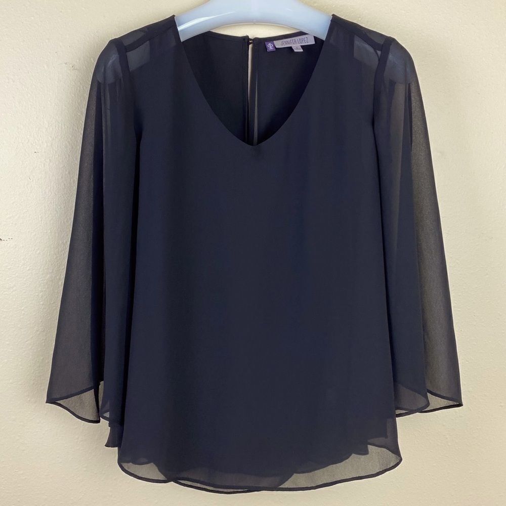 WOMEN’S JENNIFER LOPEZ SHEER BLACK BLOUSE SIZE S